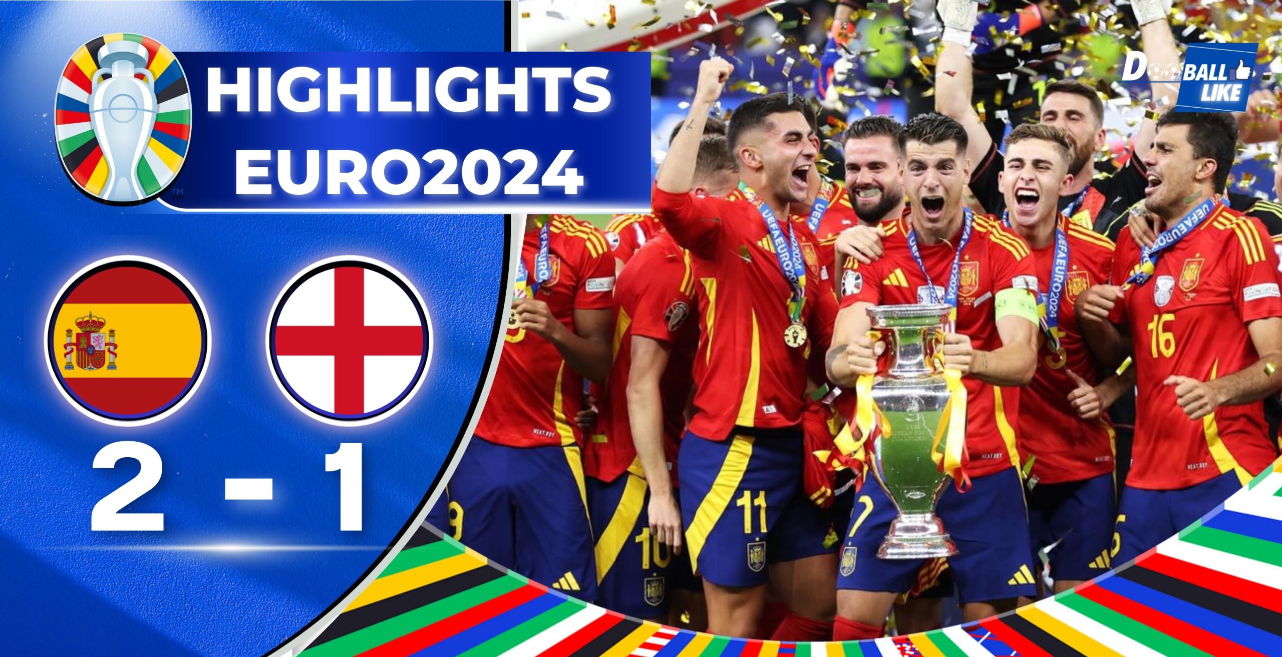 ไฮไลท์ฟุตบอล ชิงแชมป์ยูโร 2024 สเปน 2-1 อังกฤษ